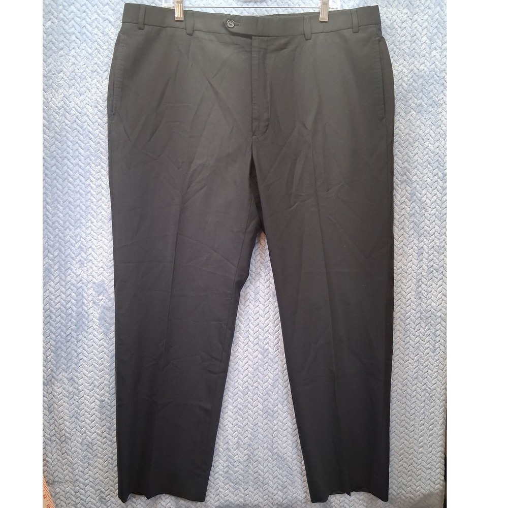 Brooks Brothers 346 Mens Black Stretch Wool Dress Pants 42x31 Trousers